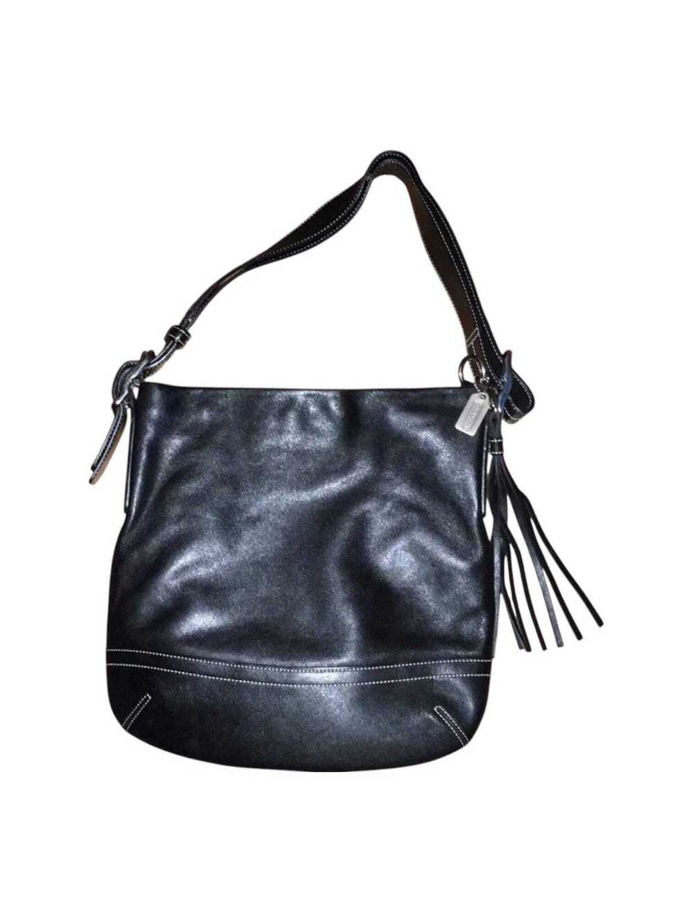 Vintage Coach Black Leather Shoulder Bag / Hobo Purse